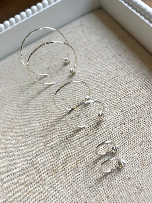 Hammered Silver Hoops
