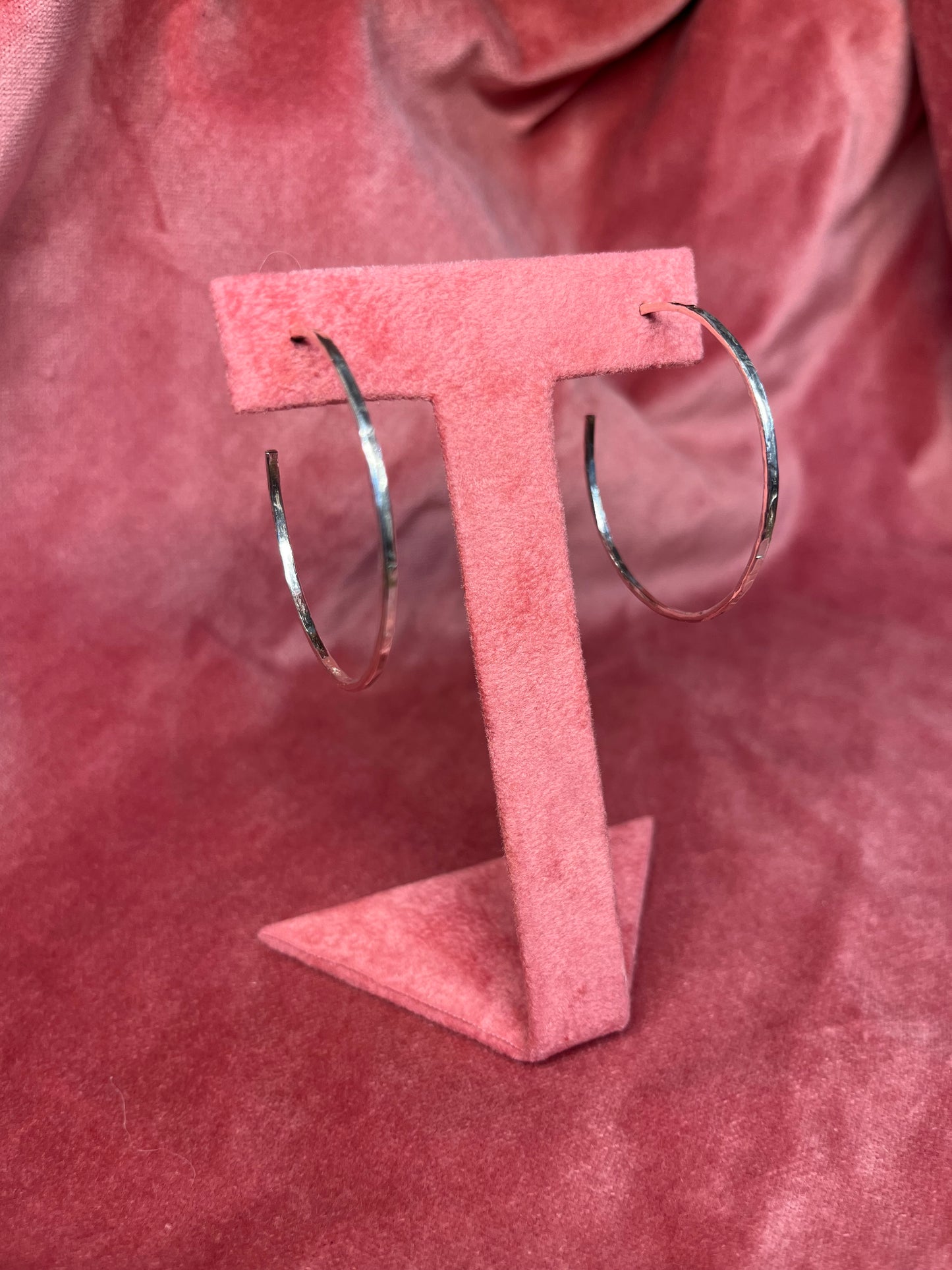 Hammered Silver Hoops