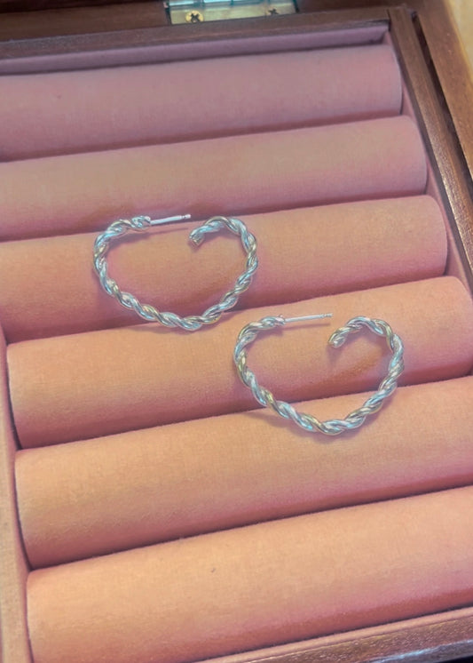 Mixed Metal Heart Hoops